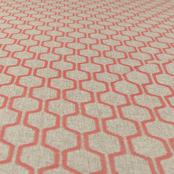 Amira Honeycomb Stripe Pattern Pink Upholstery Fabric CTR-2540