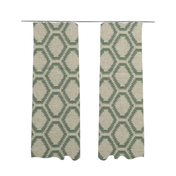 Aamna Uniformed Geometric Pattern Green Upholstery Fabric CTR-2544 - Made To Measure Curtains