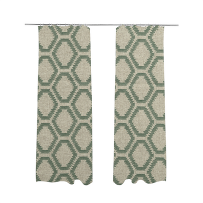 Aamna Uniformed Geometric Pattern Green Upholstery Fabric CTR-2544 - Made To Measure Curtains