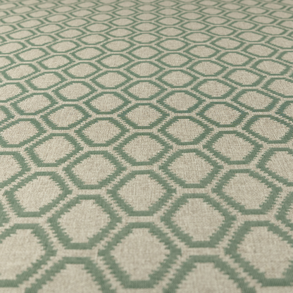 Aamna Uniformed Geometric Pattern Green Upholstery Fabric CTR-2544 - Made To Measure Curtains