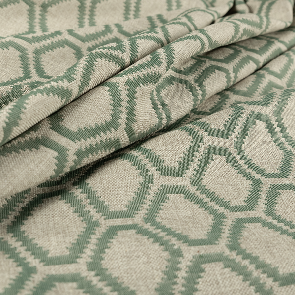 Aamna Uniformed Geometric Pattern Green Upholstery Fabric CTR-2544