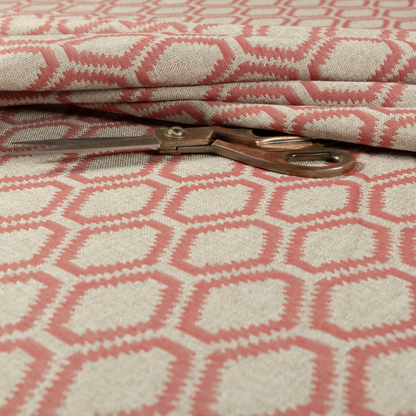 Aamna Uniformed Geometric Pattern Pink Upholstery Fabric CTR-2545 - Made To Measure Curtains