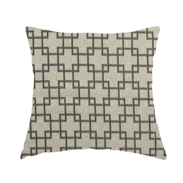 Aatifa Cubis Geometric Pattern Grey Upholstery Fabric CTR-2546 - Handmade Cushions