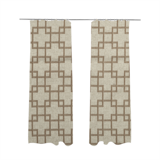 Aatifa Cubis Geometric Pattern Brown Upholstery Fabric CTR-2547 - Made To Measure Curtains