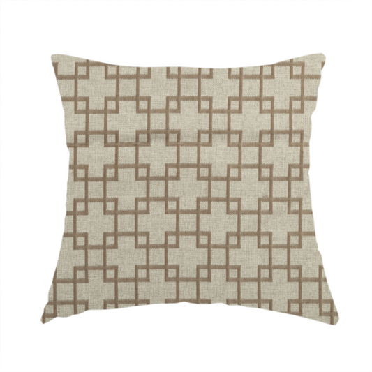Aatifa Cubis Geometric Pattern Brown Upholstery Fabric CTR-2547 - Handmade Cushions
