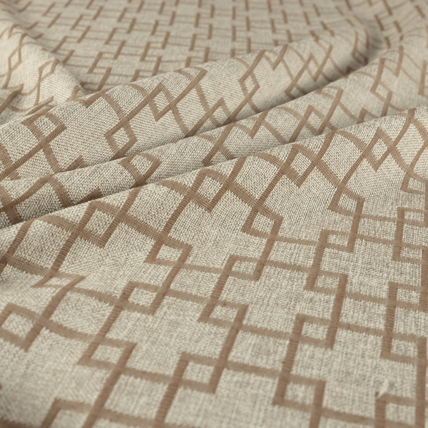 Aatifa Cubis Geometric Pattern Brown Upholstery Fabric CTR-2547 - Roman Blinds