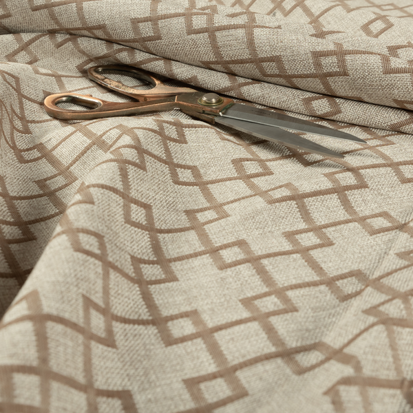 Aatifa Cubis Geometric Pattern Brown Upholstery Fabric CTR-2547