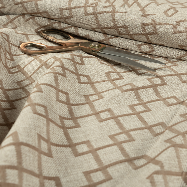 Aatifa Cubis Geometric Pattern Brown Upholstery Fabric CTR-2547 - Made To Measure Curtains