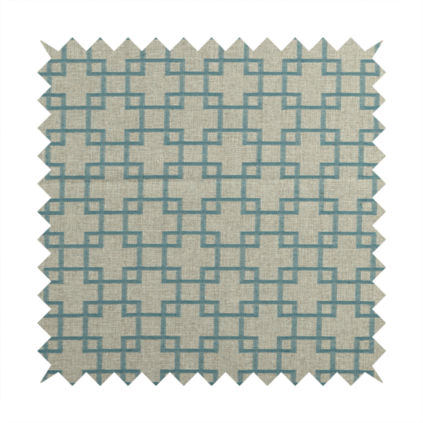 Aatifa Cubis Geometric Pattern Blue Upholstery Fabric CTR-2548 - Made To Measure Curtains