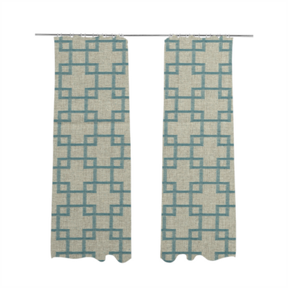 Aatifa Cubis Geometric Pattern Blue Upholstery Fabric CTR-2548 - Made To Measure Curtains