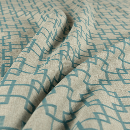 Aatifa Cubis Geometric Pattern Blue Upholstery Fabric CTR-2548