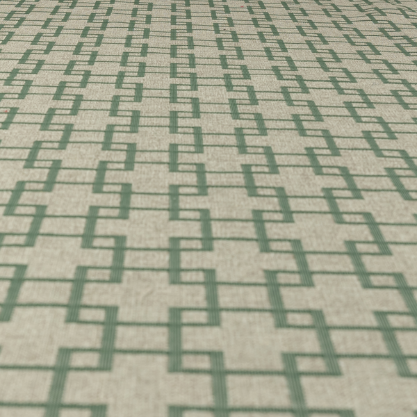 Aatifa Cubis Geometric Pattern Green Upholstery Fabric CTR-2549