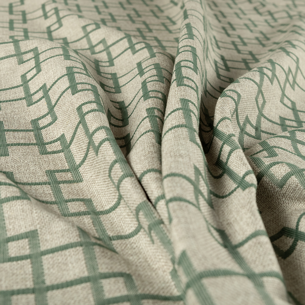 Aatifa Cubis Geometric Pattern Green Upholstery Fabric CTR-2549 - Roman Blinds