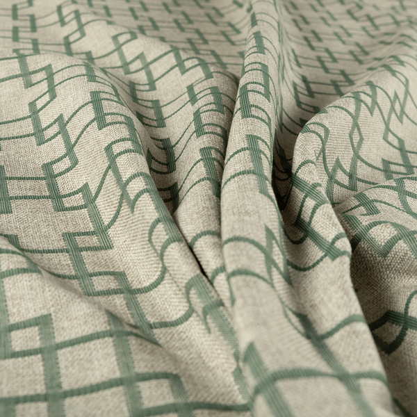 Aatifa Cubis Geometric Pattern Green Upholstery Fabric CTR-2549 - Made To Measure Curtains