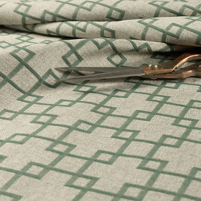 Aatifa Cubis Geometric Pattern Green Upholstery Fabric CTR-2549 - Made To Measure Curtains