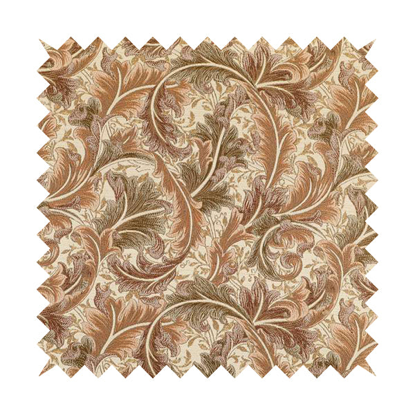 Colarto Collection Brown Colour In Floral Pattern Chenille Furnishing Fabric CTR-255 - Made To Measure Curtains