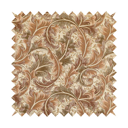 Colarto Collection Brown Colour In Floral Pattern Chenille Furnishing Fabric CTR-255 - Made To Measure Curtains