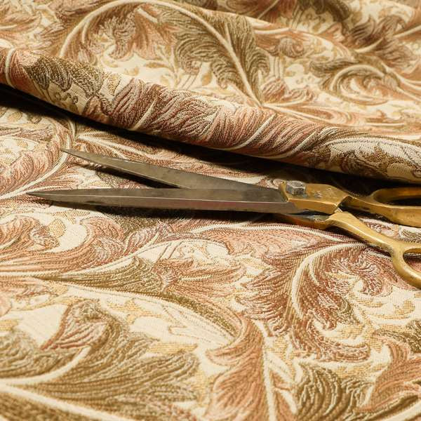 Colarto Collection Brown Colour In Floral Pattern Chenille Furnishing Fabric CTR-255 - Made To Measure Curtains