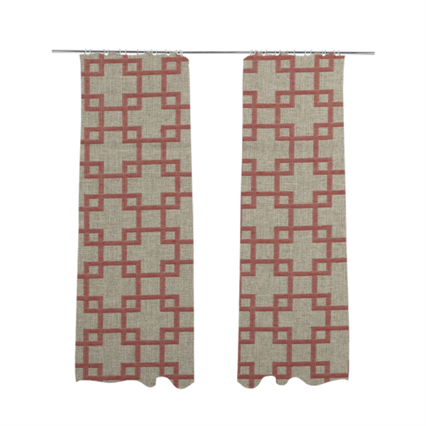 Aatifa Cubis Geometric Pattern Pink Upholstery Fabric CTR-2550 - Made To Measure Curtains