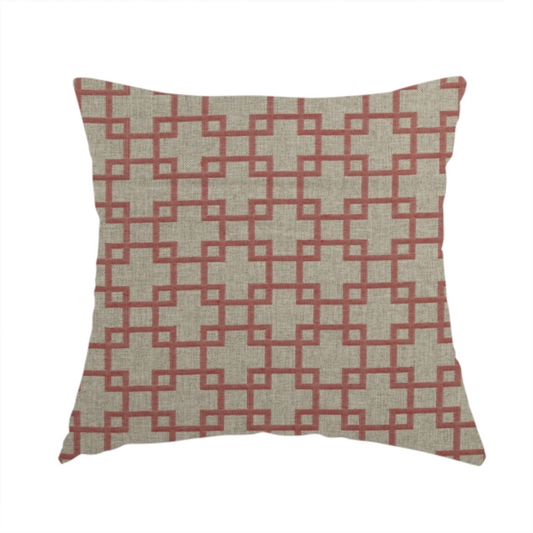 Aatifa Cubis Geometric Pattern Pink Upholstery Fabric CTR-2550 - Handmade Cushions