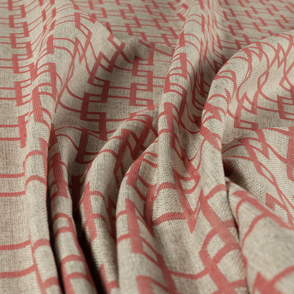 Aatifa Cubis Geometric Pattern Pink Upholstery Fabric CTR-2550