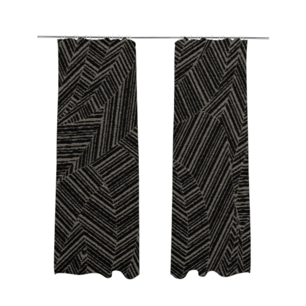 Cotswold Abstract Pattern Black Colour Upholstery Fabric CTR-2558 - Made To Measure Curtains