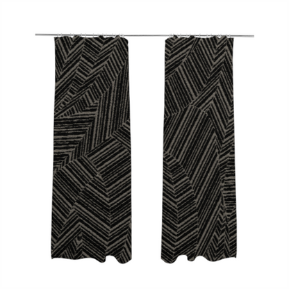 Cotswold Abstract Pattern Black Colour Upholstery Fabric CTR-2558 - Made To Measure Curtains