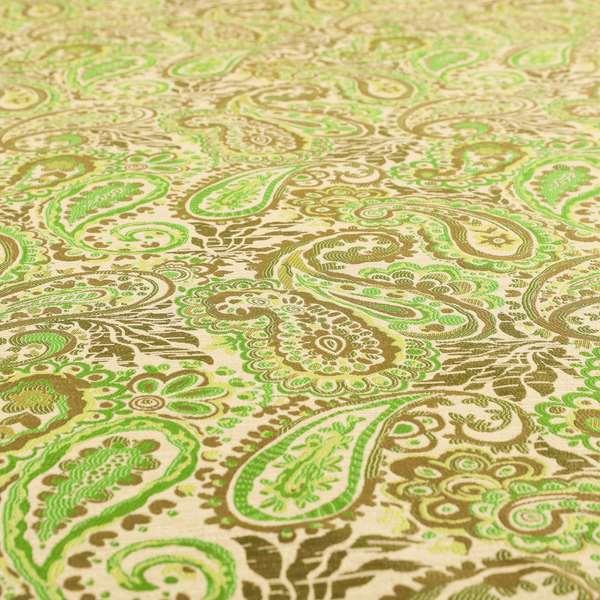 Colarto Collection Green Colour In Paisley Pattern Chenille Furnishing Fabric CTR-256 - Roman Blinds