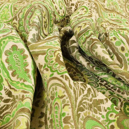 Colarto Collection Green Colour In Paisley Pattern Chenille Furnishing Fabric CTR-256