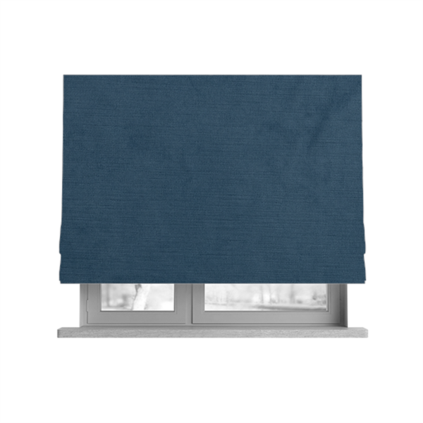 Atlantic Ribbed Textured Plain Cotton Feel Velvet Blue Upholstery Fabric CTR-2563 - Roman Blinds