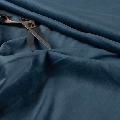 Atlantic Ribbed Textured Plain Cotton Feel Velvet Blue Upholstery Fabric CTR-2563 - Made To Measure Curtains