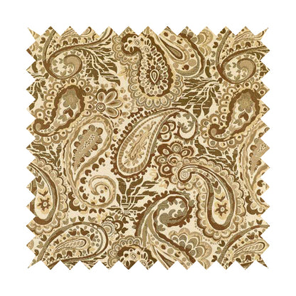 Colarto Collection Brown Colour In Paisley Pattern Chenille Furnishing Fabric CTR-257 - Made To Measure Curtains