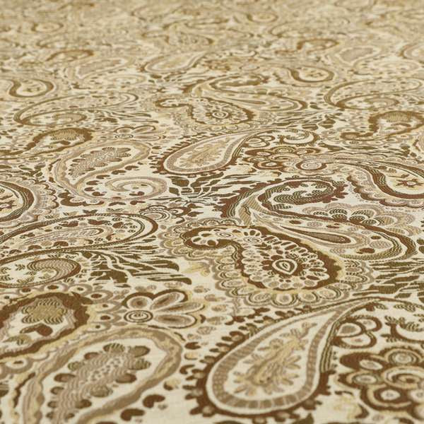 Colarto Collection Brown Colour In Paisley Pattern Chenille Furnishing Fabric CTR-257