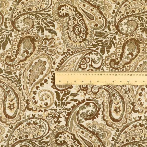 Colarto Collection Brown Colour In Paisley Pattern Chenille Furnishing Fabric CTR-257 - Made To Measure Curtains