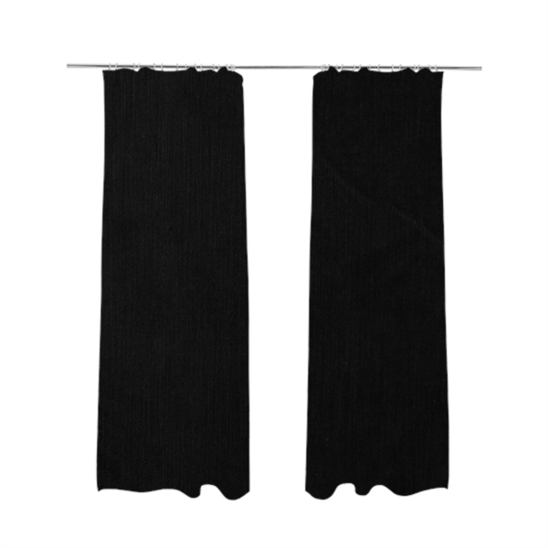 Atlantic Ribbed Textured Plain Cotton Feel Velvet Black Upholstery Fabric CTR-2570 - Made To Measure Curtains