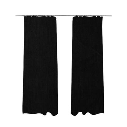 Atlantic Ribbed Textured Plain Cotton Feel Velvet Black Upholstery Fabric CTR-2570 - Made To Measure Curtains