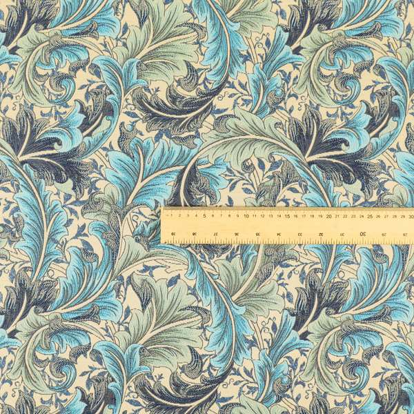 Colarto Collection Blue Colour In Floral Pattern Chenille Furnishing Fabric CTR-258 - Roman Blinds