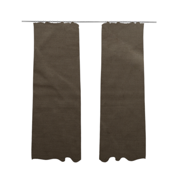 Atlantic Ribbed Textured Plain Cotton Feel Velvet Brown Upholstery Fabric CTR-2582 - Made To Measure Curtains