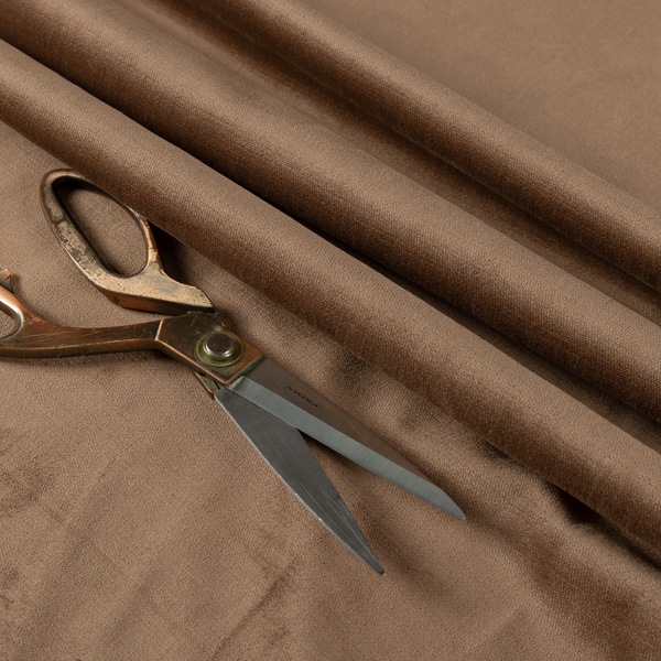 Atlantic Ribbed Textured Plain Cotton Feel Velvet Brown Upholstery Fabric CTR-2583 - Made To Measure Curtains