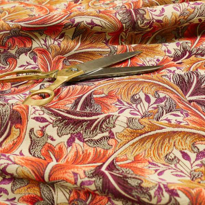 Colarto Collection Passion Colourful In Floral Pattern Chenille Furnishing Fabric CTR-259 - Made To Measure Curtains