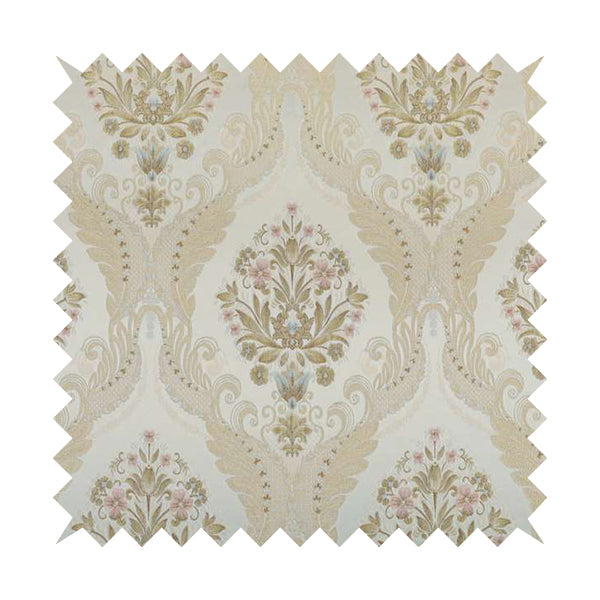 Saliha Traditional Large Damask Pattern Fabric Pearl Collection Fabrics CTR-26 - Handmade Cushions