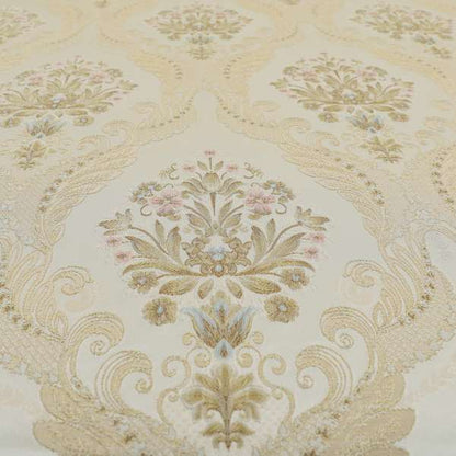 Saliha Traditional Large Damask Pattern Fabric Pearl Collection Fabrics CTR-26 - Roman Blinds