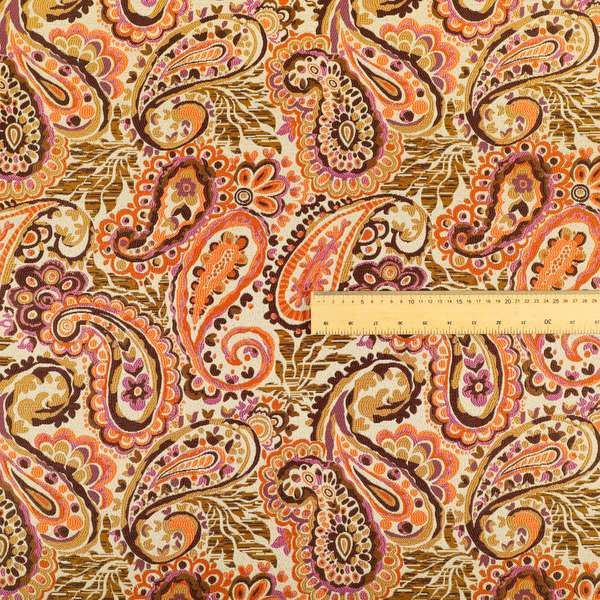 Colarto Collection Passion Colourful In Paisley Pattern Chenille Furnishing Fabric CTR-261 - Made To Measure Curtains