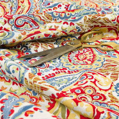 Colarto Collection Circus Colours In Paisley Pattern Chenille Furnishing Fabric CTR-262 - Made To Measure Curtains