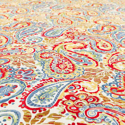 Colarto Collection Circus Colours In Paisley Pattern Chenille Furnishing Fabric CTR-262 - Made To Measure Curtains