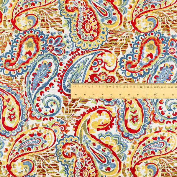 Colarto Collection Circus Colours In Paisley Pattern Chenille Furnishing Fabric CTR-262 - Made To Measure Curtains