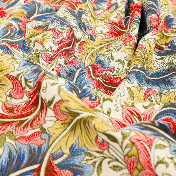 Colarto Collection Circus Colours In Floral Pattern Chenille Furnishing Fabric CTR-263 - Made To Measure Curtains