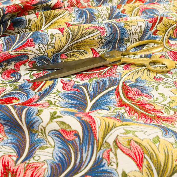 Colarto Collection Circus Colours In Floral Pattern Chenille Furnishing Fabric CTR-263 - Made To Measure Curtains