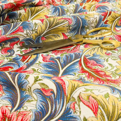 Colarto Collection Circus Colours In Floral Pattern Chenille Furnishing Fabric CTR-263 - Made To Measure Curtains