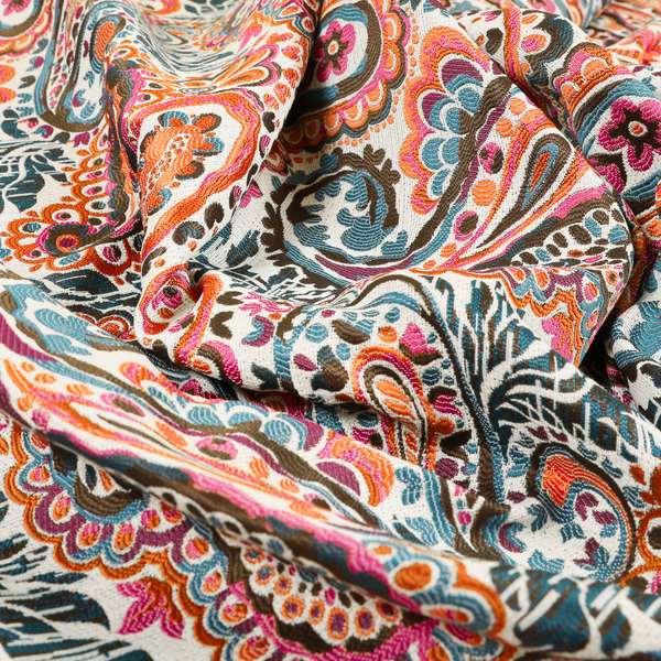 Colarto Collection Tropical Colours In Paisley Pattern Chenille Furnishing Fabric CTR-264